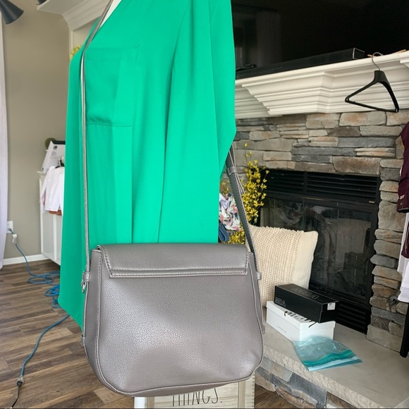 Crossbody Women’s Shoulder Purse Grey Faux Leather - Picture 12 of 15